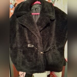 Luxurious Black Faux Fur Women's Coat